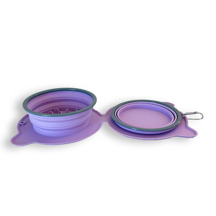 Spot N Knot - Vente Gamelle – chat et chien - Gamelle de voyage pliable en silicone avec double alimentation lente pour chien et chat4