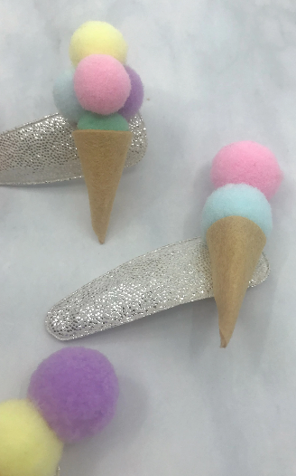 littletwinkleco - Wholesale Hair Clip - Kids - Ice Cream Hair Clips Set | Pastel Felt | Girls Hair Clips |3