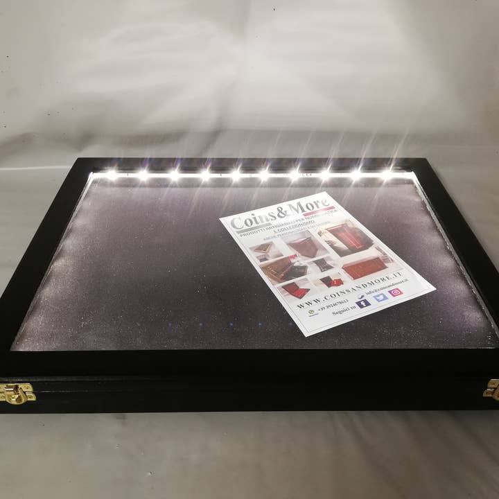 Wooden display cabinet with LED light for wholesale by Coins&More