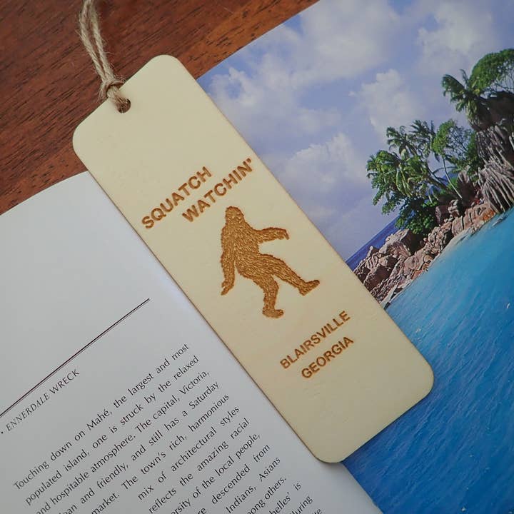 River's Edge Gourmet Foods - Wholesale Bookmark - Squatch watchin' laser-engraved wood bookmark - customizable