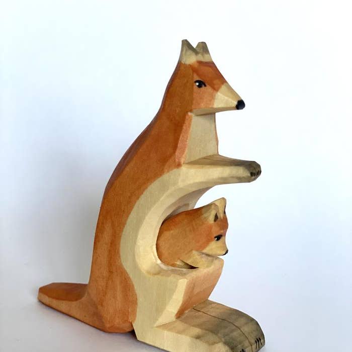 Wooden Kangaroo With Baby for wholesale by PoppyBabyCo