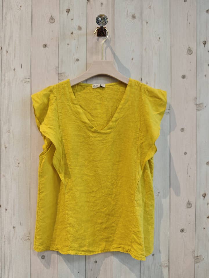 Linen & More – Blusa - Mulher por atacado – Camiseta com mangas bufantes 100% linho3