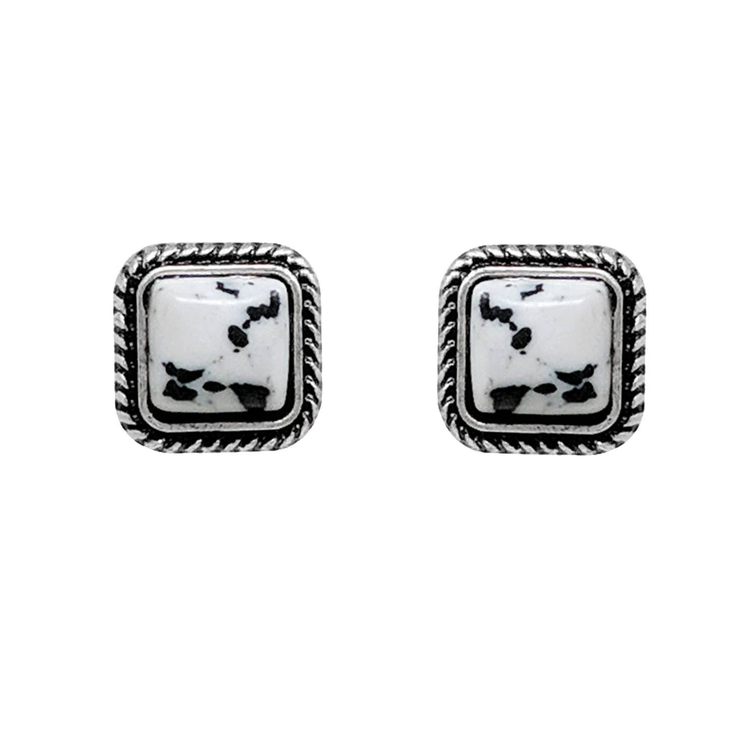 SP Sophia Collection - Wholesale Stud/Post Earrings - Western Navajo Turquoise Square Earrings 2