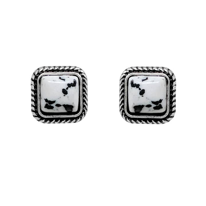SP Sophia Collection - Wholesale Stud/Post Earrings - Western Navajo Turquoise Square Earrings 2