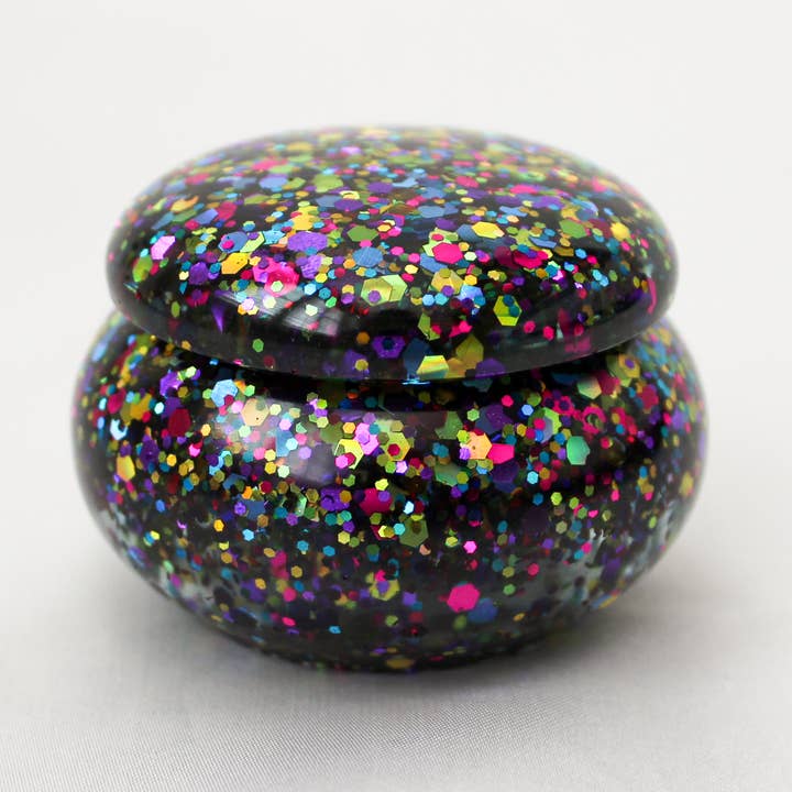 Round Mini Trinket Box - Party Glitter for wholesale by The Golden Girl Co.