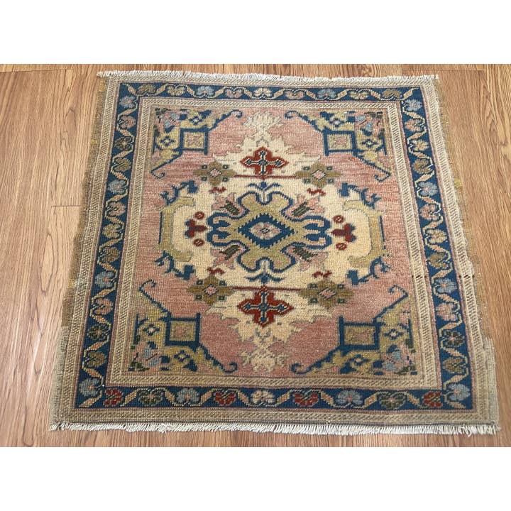 Square Hand- loomed Vintage Turkish Doormat Rug| 2.2 x 2.2 for wholesale by Vintage Loomz