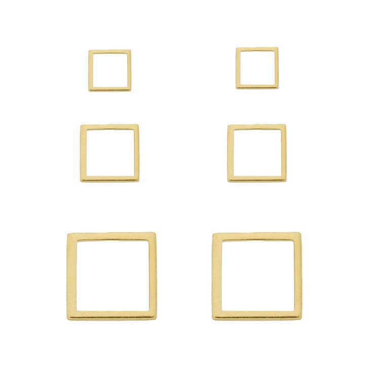 SE796D Set of 3 sizes of "square" Studs for wholesale by Sai Brazil