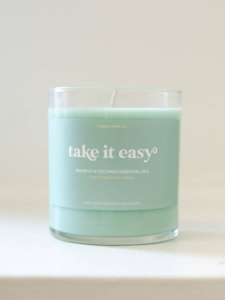 Take it Easy Candle for wholesale by Happy Sloth Co.