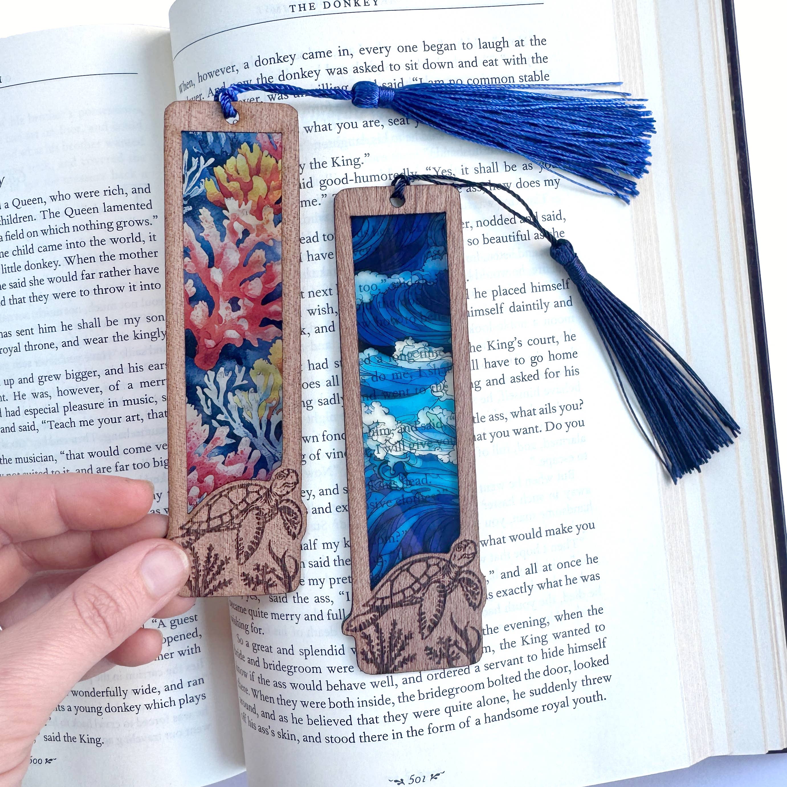 Art by Sharell - Wholesale Bookmark - Sea Turtle Bookmark | Wood & Acrylic Tassel Bookmark6