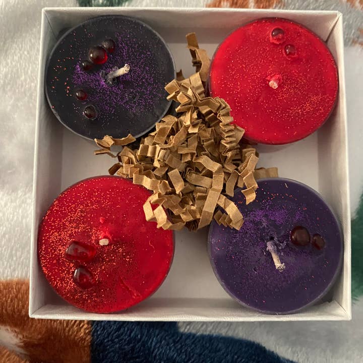 Raven’s Hearth - Wholesale Tea Light Candles - Vampire Tears Tealight Candles | Red Wine & Plum Scent | 2
