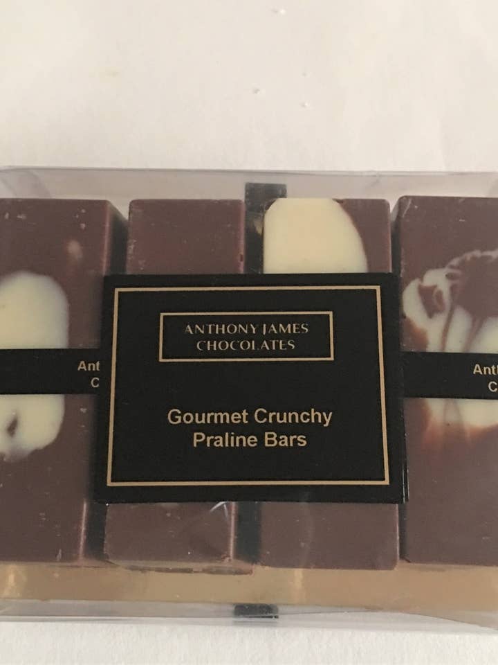 Gourmet Crunchy Praline Bars Pack of 4 for wholesale by Anthony James Chocolate