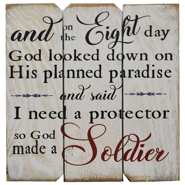 16 x 16 White/Black/Red And on the Eighth Day Solider for wholesale by Boulder Innovations