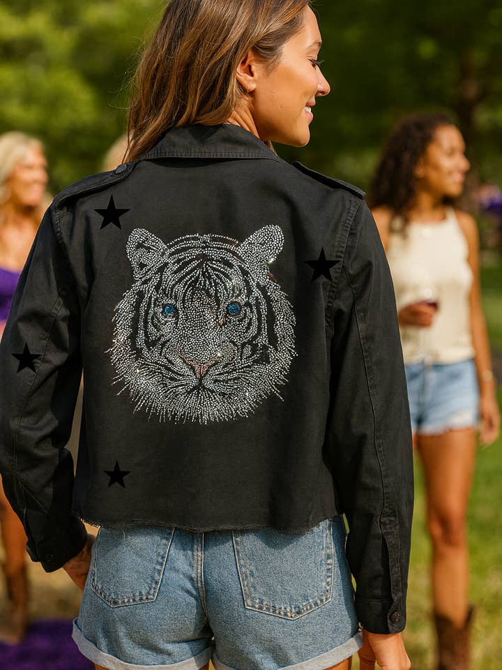 Shacket Preto Tigre Prateado por atacado de Moving Forward Designs