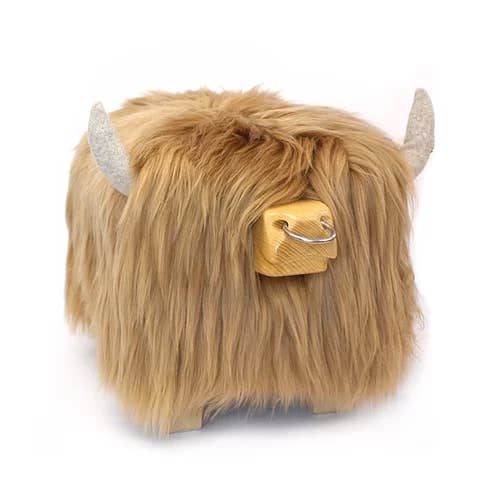 Tweed yourself - Wholesale Stool - Highland Bull Footstool - BUTTERSCOTCH + Nose ring