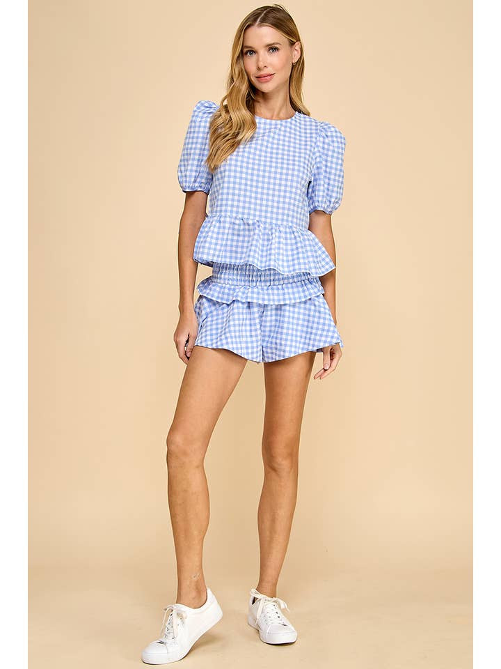 TCEC - Wholesale Blouse - Women's - CT8888-Plaid Ruffle Hem Top5