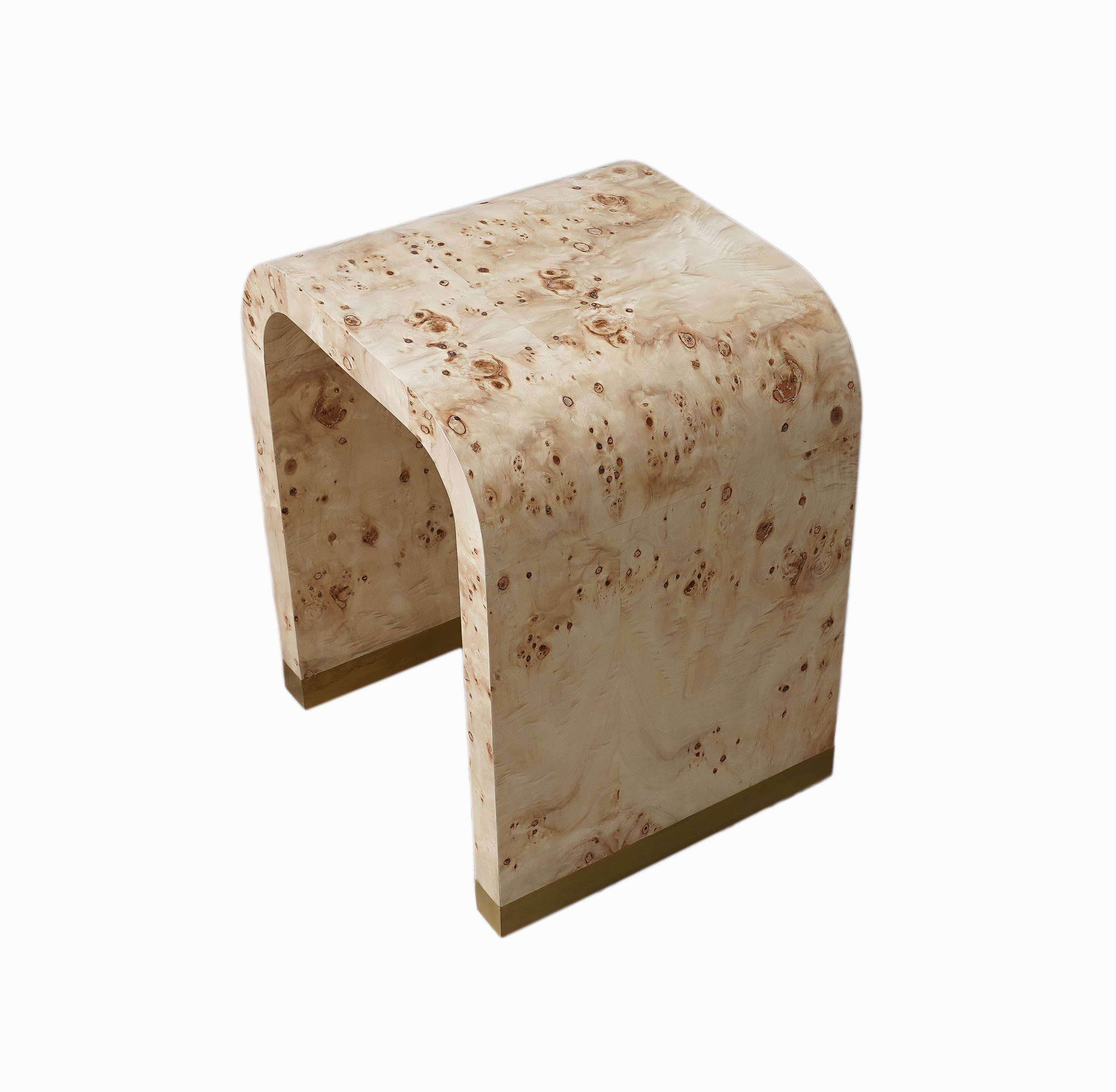 LR Home - Wholesale Side Table - Burl Wood Accent End Table with Brass-Wrapped Feet2