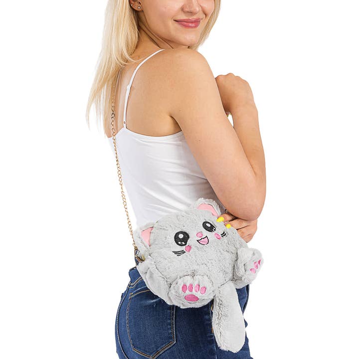 Cap Zone - Wholesale Crossbody Bag - Women's - Kitty Cat Plush Y2K Crossbody Bag