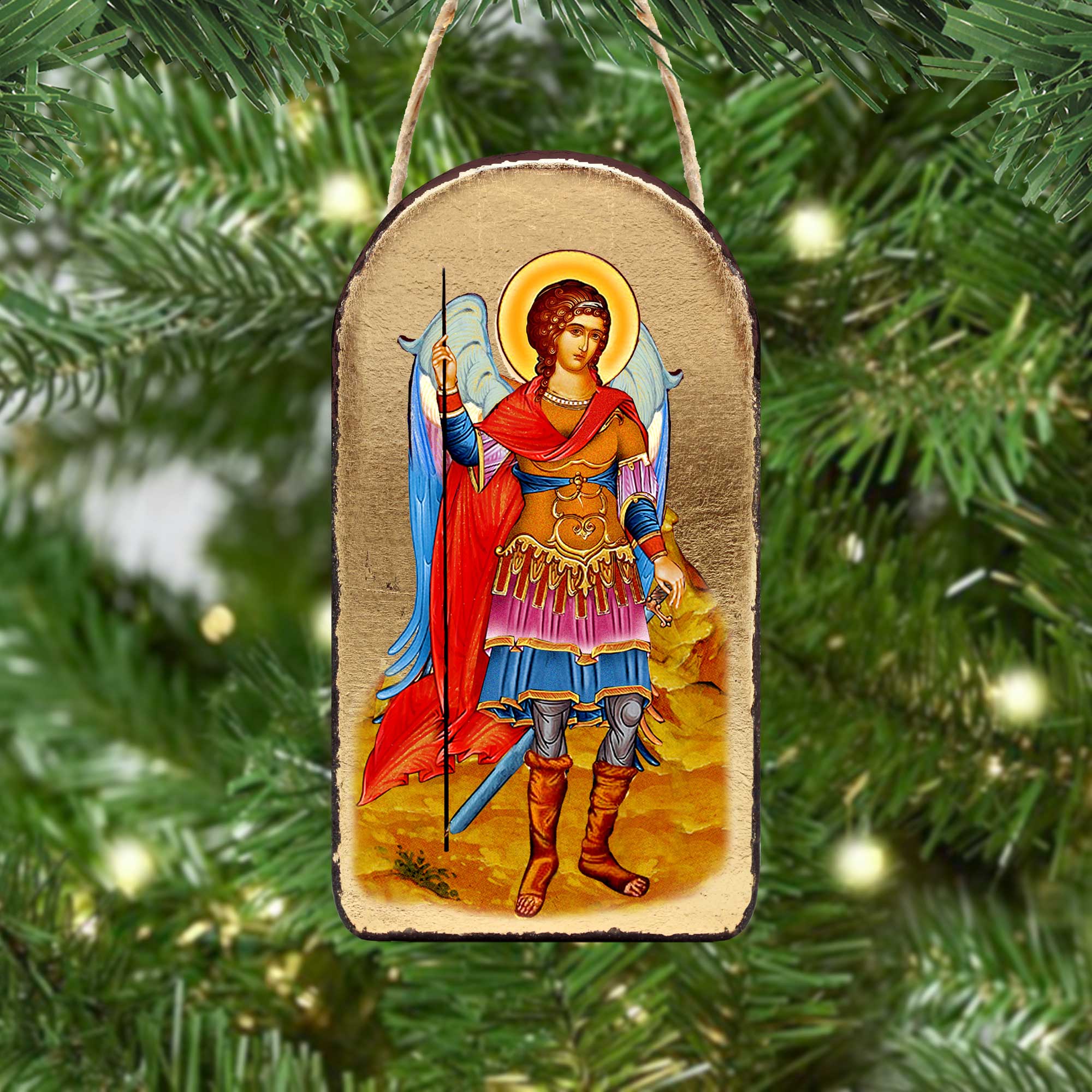 Designocracy – wholesale Ornament – Saint Michael Archangel Religious Wood Ornament1