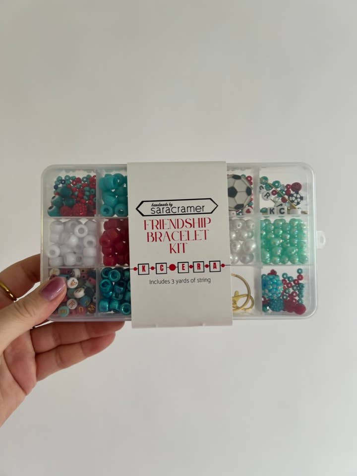KC Soccer Teal & Red DIY Friendship Bracelet Making Kit for wholesale by Sara Cramer Jewelry
