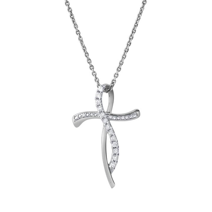 Pendentif Croix en Diamant en Or Blanc 14K Elarith – 0,15 Ct pour la vente par LuvMyJewelry (LMJ)