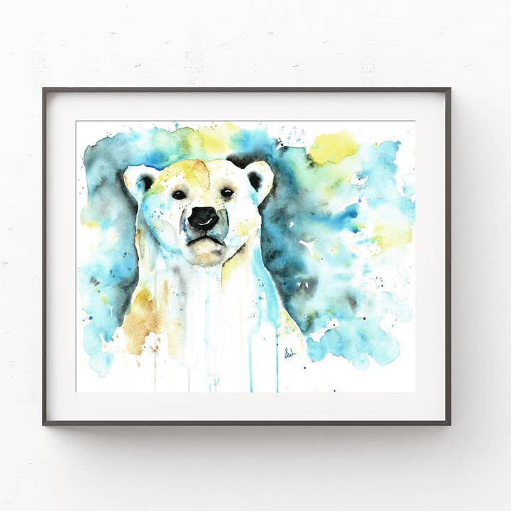 Like a Boss Art Print - Polar Bear Art, Office Decor for wholesale by Whitehouse Art