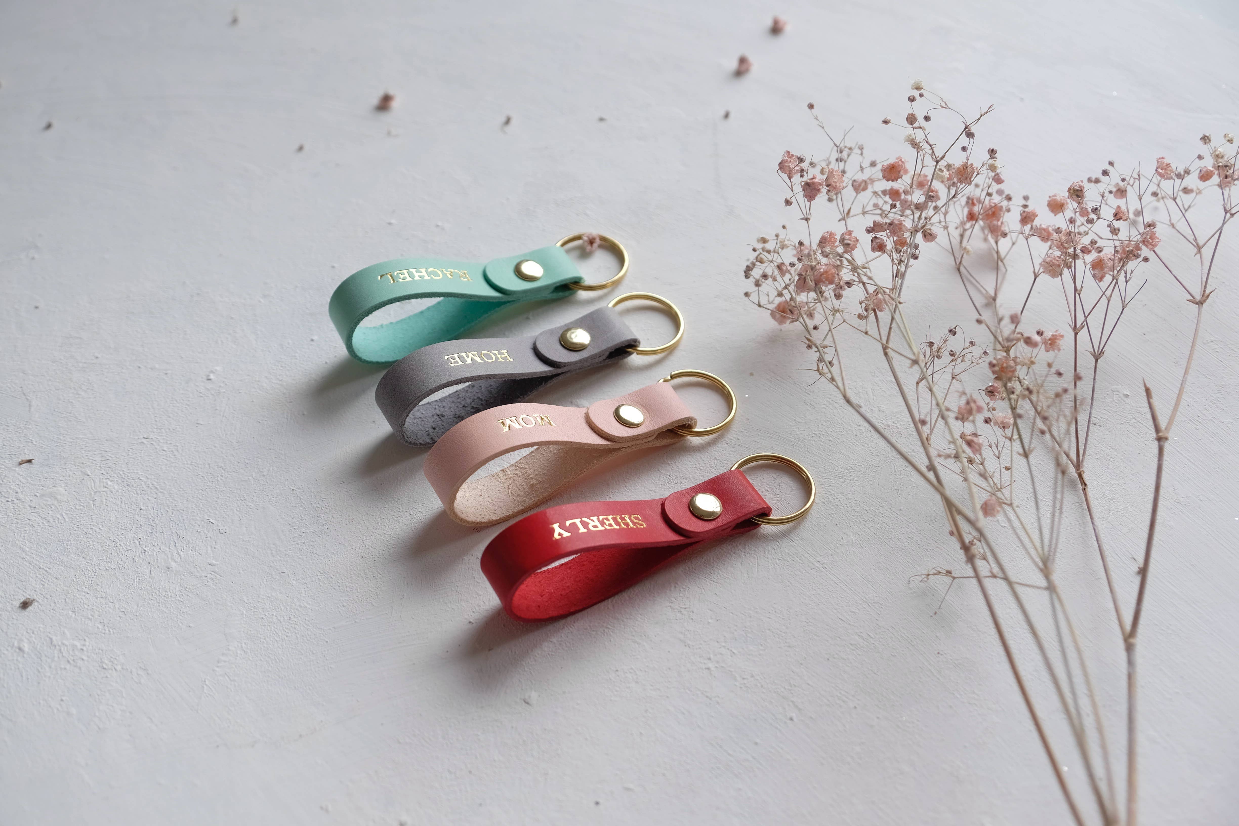 Moccaberry – wholesale Keychain – Women's – Gold Foil Leather Keychain with Custom Text4