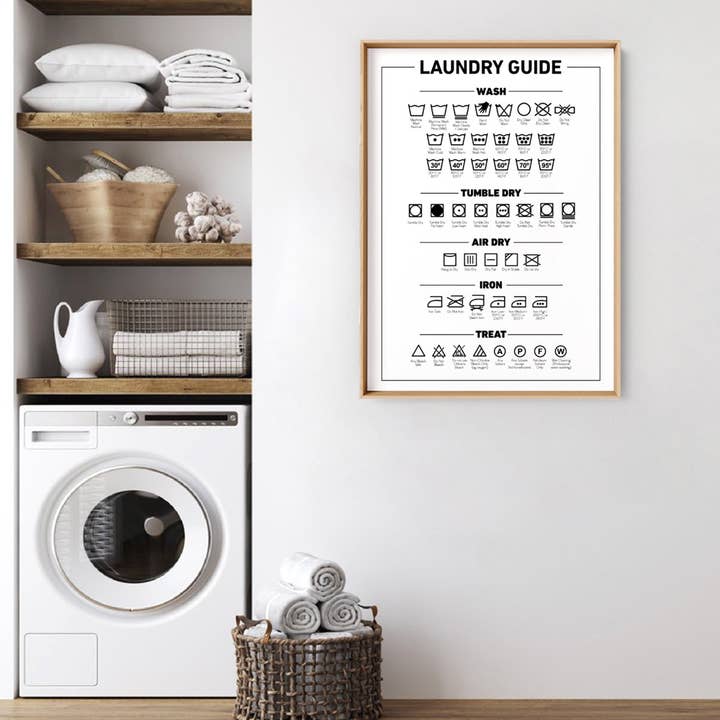 PRINT AND PROPER - Wholesale Art Print - Laundry Guide Chart Art Print. Wash & Care Symbols Wall Art2