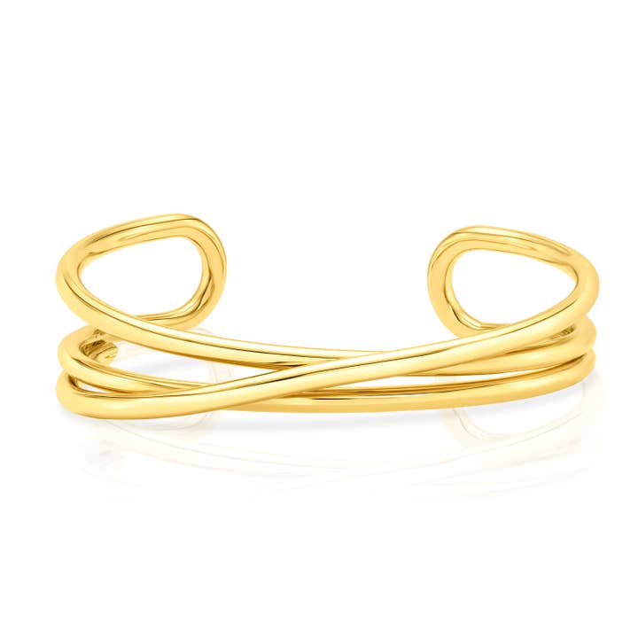 INTERTWINED OPEN CUFF BRACELET, GOLD for wholesale by JEN HANSEN