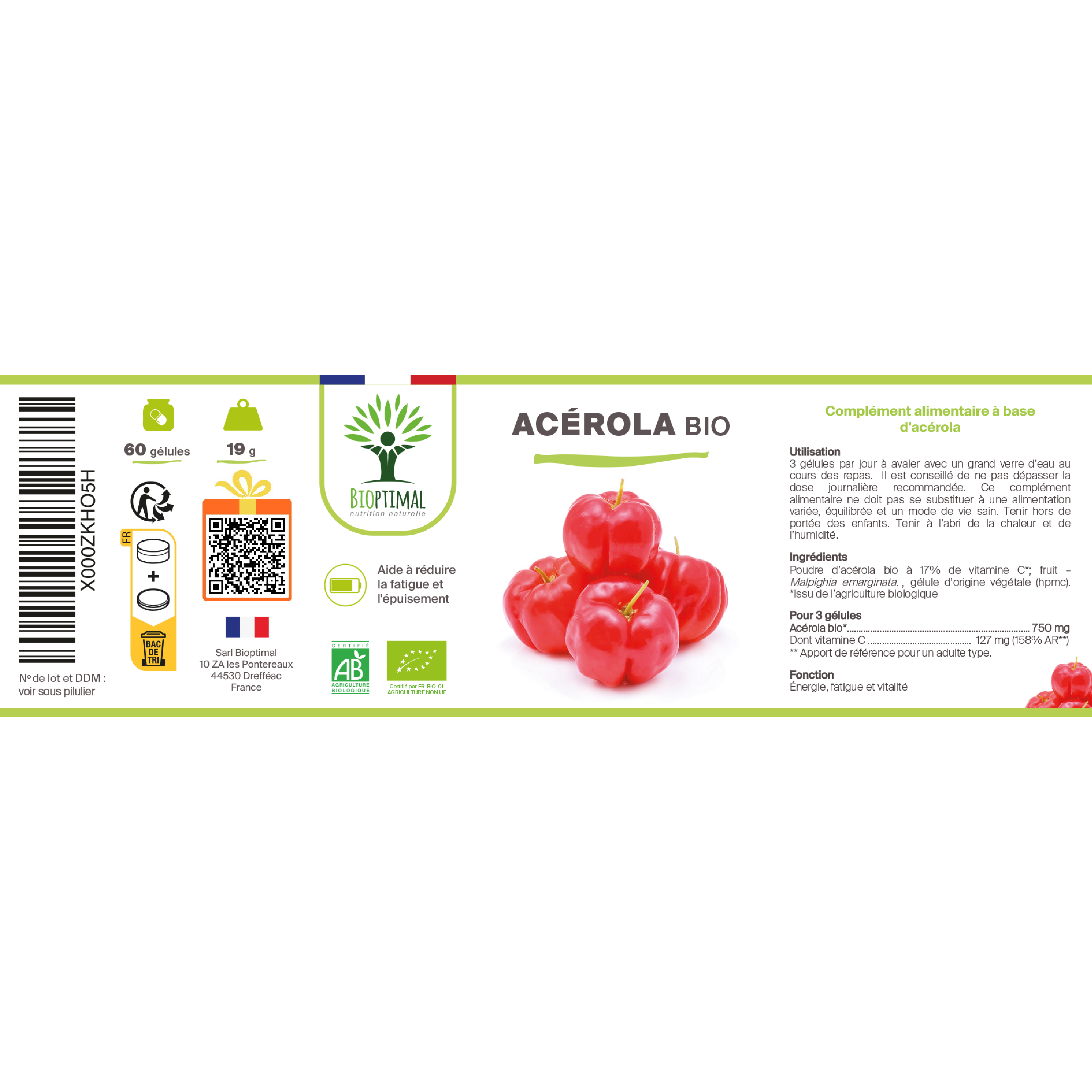 Bioptimal - Vendita all'ingrosso Vitamine/integratori orali - Acerola biologica - Integratore alimentare in capsule9