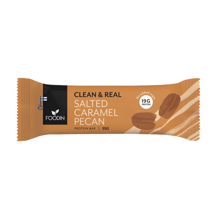 Clean & Real Protein Bar Salted Caramel Pecan 55g for wholesale by Foodin
