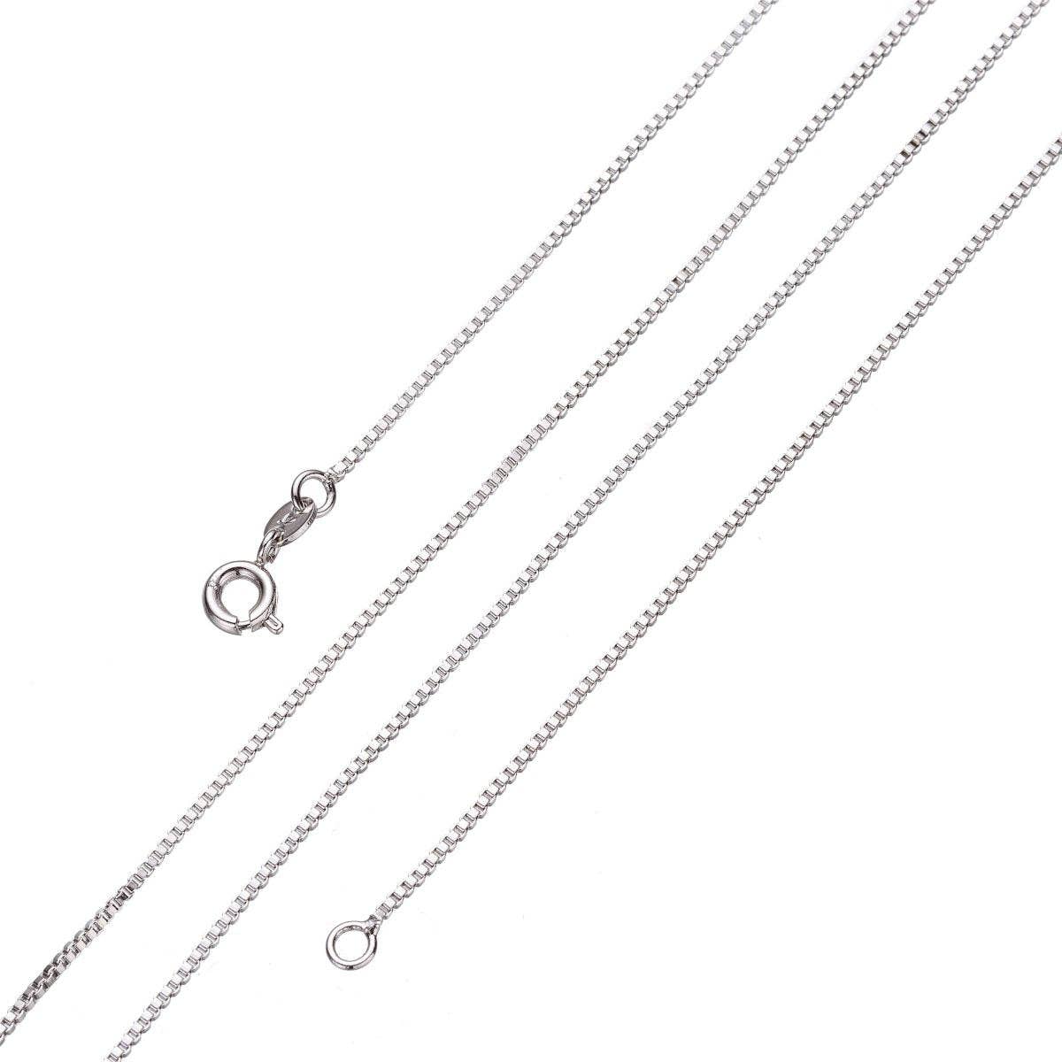 Aim Eternal - Vente Collier maille et chaîne - Collier Chaîne en Argent, Collier Argent Fin, Chaîne Argent Finie Délicate 16 pouces 1mm Prête à porter Chaîne en Argent | Prix de Liquidation WA-2350