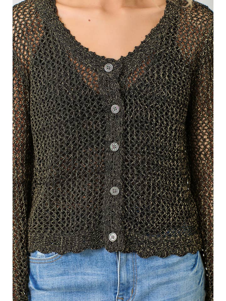 Mystree - Wholesale Cardigan - Women's - 61100 Crochet Style Knit Cardigan 5
