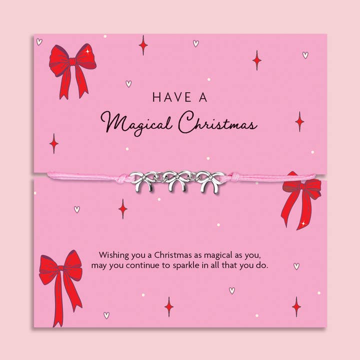 Letterbox Love Bracelets - Wholesale Charm/dangle bracelet - Magical Christmas Bow Trio Bracelet – Festive Jewellery Gift