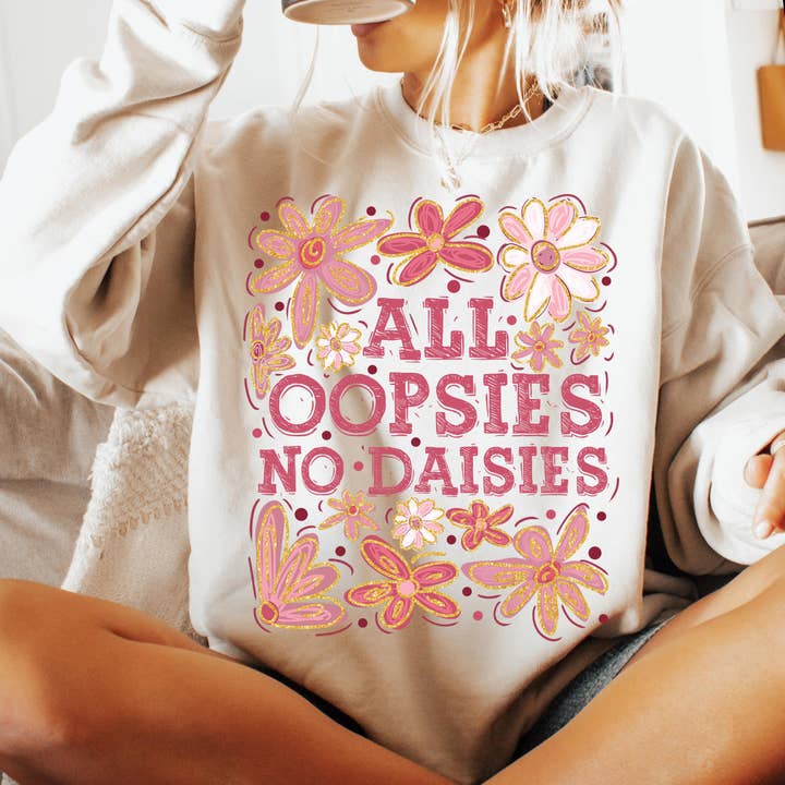 NVC Ecommerce LLC - Wholesale Graphic Sweatshirt - Women's - All Oopsies No Daisies Sweater, Vintage Boho Flowers Shirt6