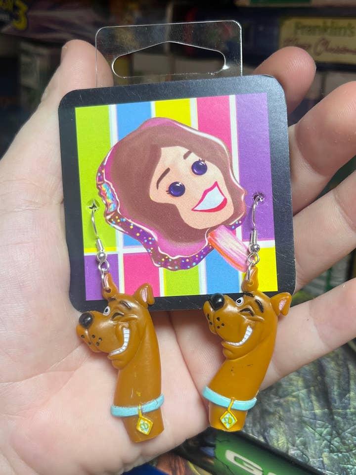 Scooby Doo Earrings - Portrait - 2000 - Vintage, Upcycled for wholesale by NO RHYME OR REASON ART