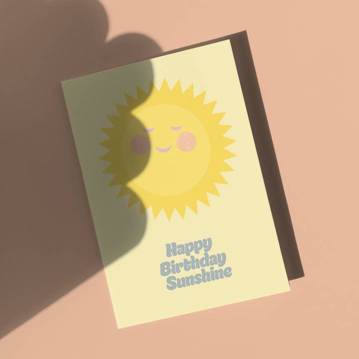 Happy Birthday Sunshine Greeting card- cute sun for wholesale by Harley and J