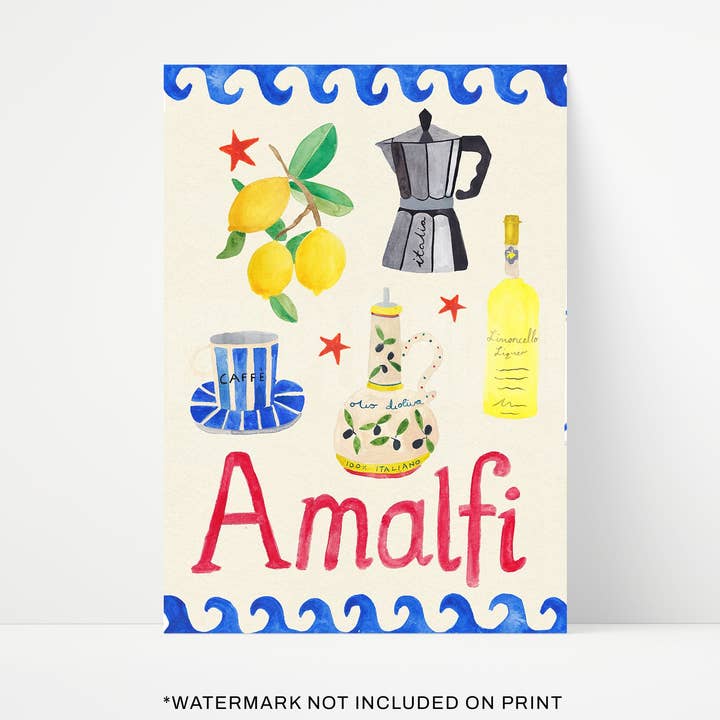 Amalfi Travel Trinket Hand Painted Print for wholesale by Proper Good