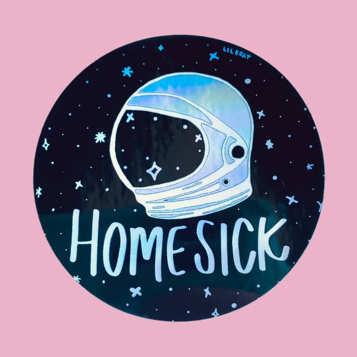 Homesick Vinyl Sticker 3" holographic sticker for wholesale by Lil Boat Boutique