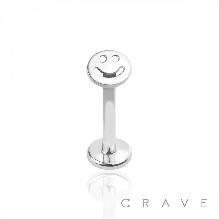 CRAVE – wholesale Solitärörhängen – INTERNT GÄNGADE LEENDE ANSIKTE TOPP 316L SS LABRET STUD1