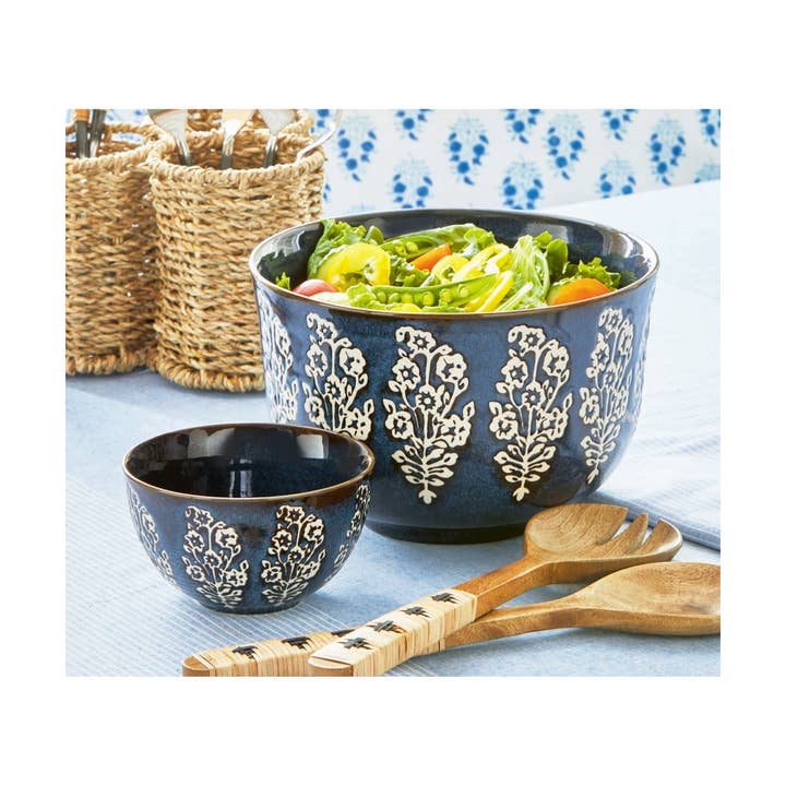 Cottage Reactive Glaze Serving Bowl - Blue for wholesale on Faire