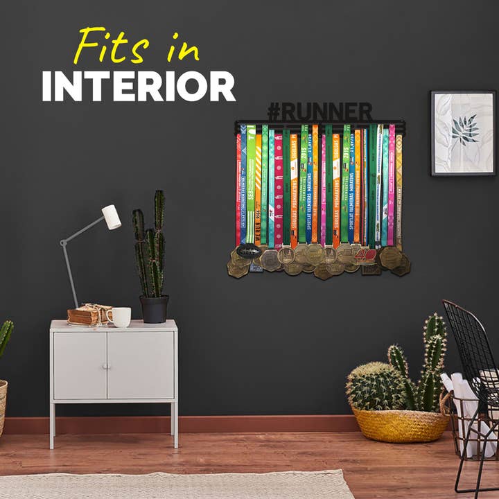 United Medals – wholesale Väggkrok – Medalj hängare #RUNNER - Matt Svart - X-Large3