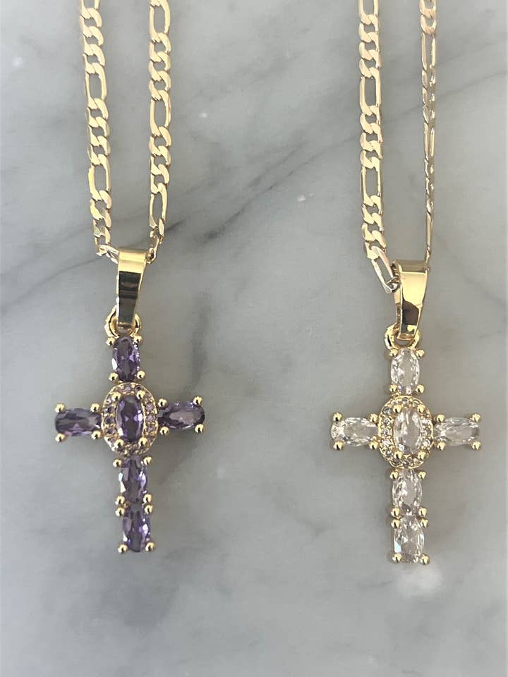 Baguette Figaro Cross Necklace for wholesale by GALYNT