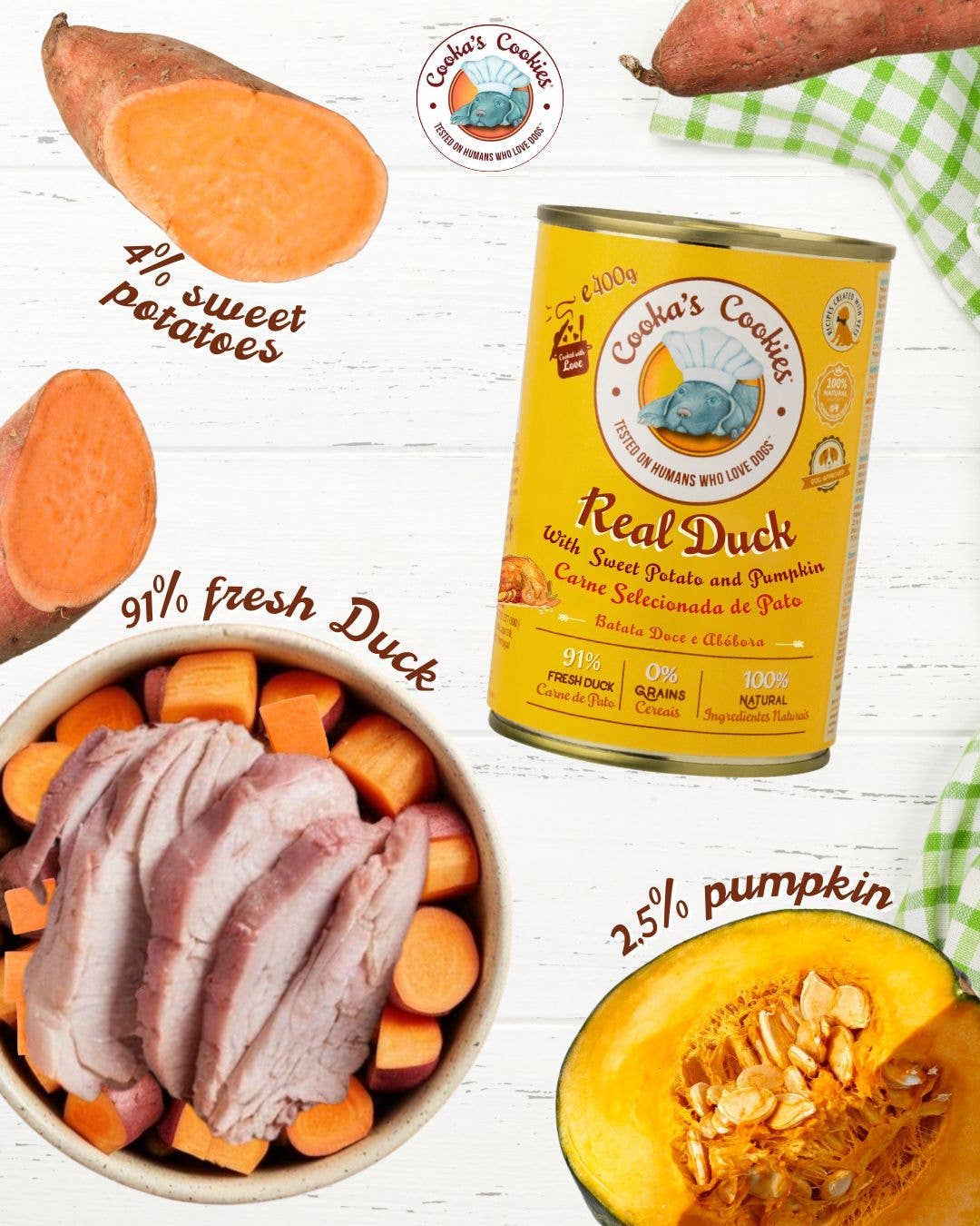 Belpharmed bv: Cooka's Cookies & Sensidog - Wholesale Pet Food - Dog - Real Duck - Natural Humid Dog Food1