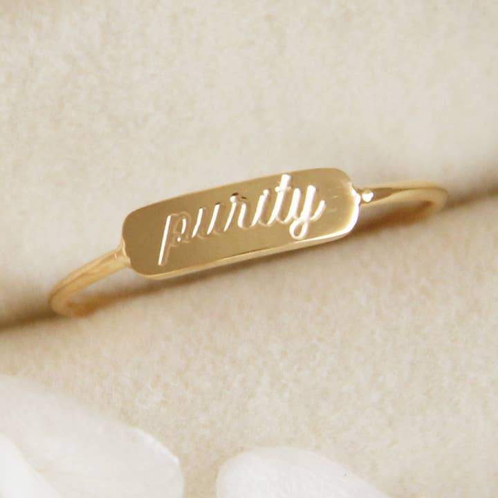 Bague de pureté, bague de promesse, Matthieu 5:8 pour la vente par LoveStory Collection
