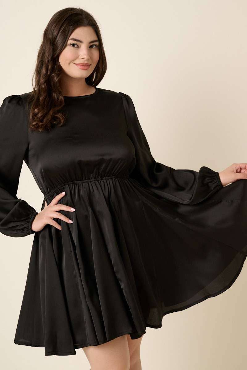 mittoshop - Wholesale Dress - Women's - PLUS SATIN CUT OUT BACK DETAIL MINI DRESS10