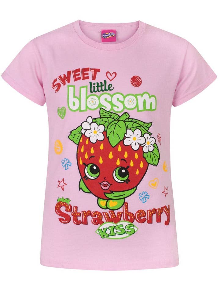T-shirt rose à manches courtes pour filles Shopkins pour la vente par Vanilla Underground