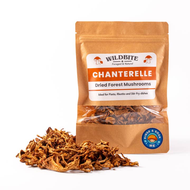 Premium & Hand Foraged Dried Chanterelle Mushrooms for wholesale by Wildbite