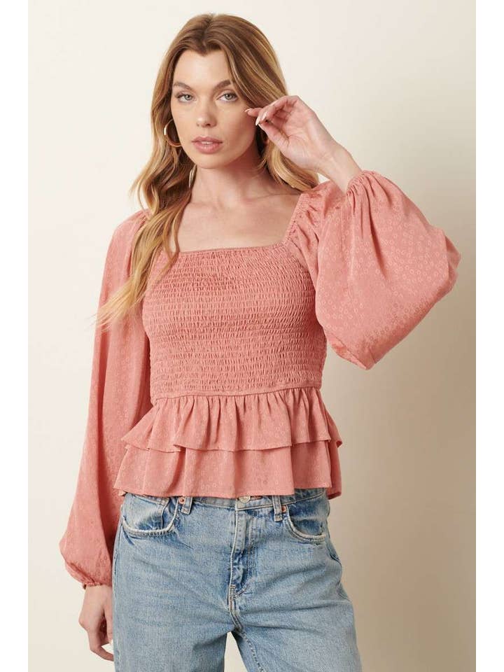 mittoshop - Vendita all'ingrosso Camicetta - Donna - H14432A-BLUSA CON CORPETTO IN JACQUARD A FIORI5