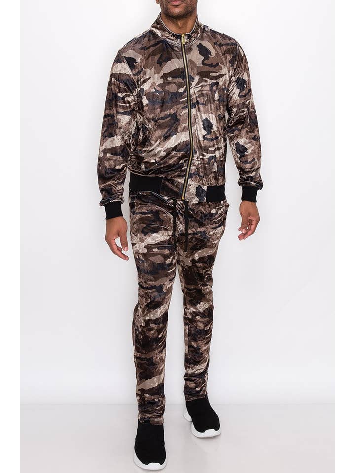 Men Velvet Camo Track Suits Pre-pack for wholesale on Faire