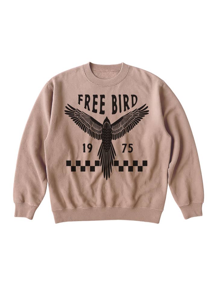 Freebird Boho Trendy Womens Sweatshirt - Pebble for wholesale by WE THE BABES